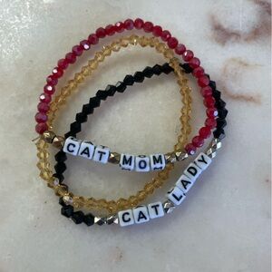 Chic Beaded Bracelet Trio with Letter Charms